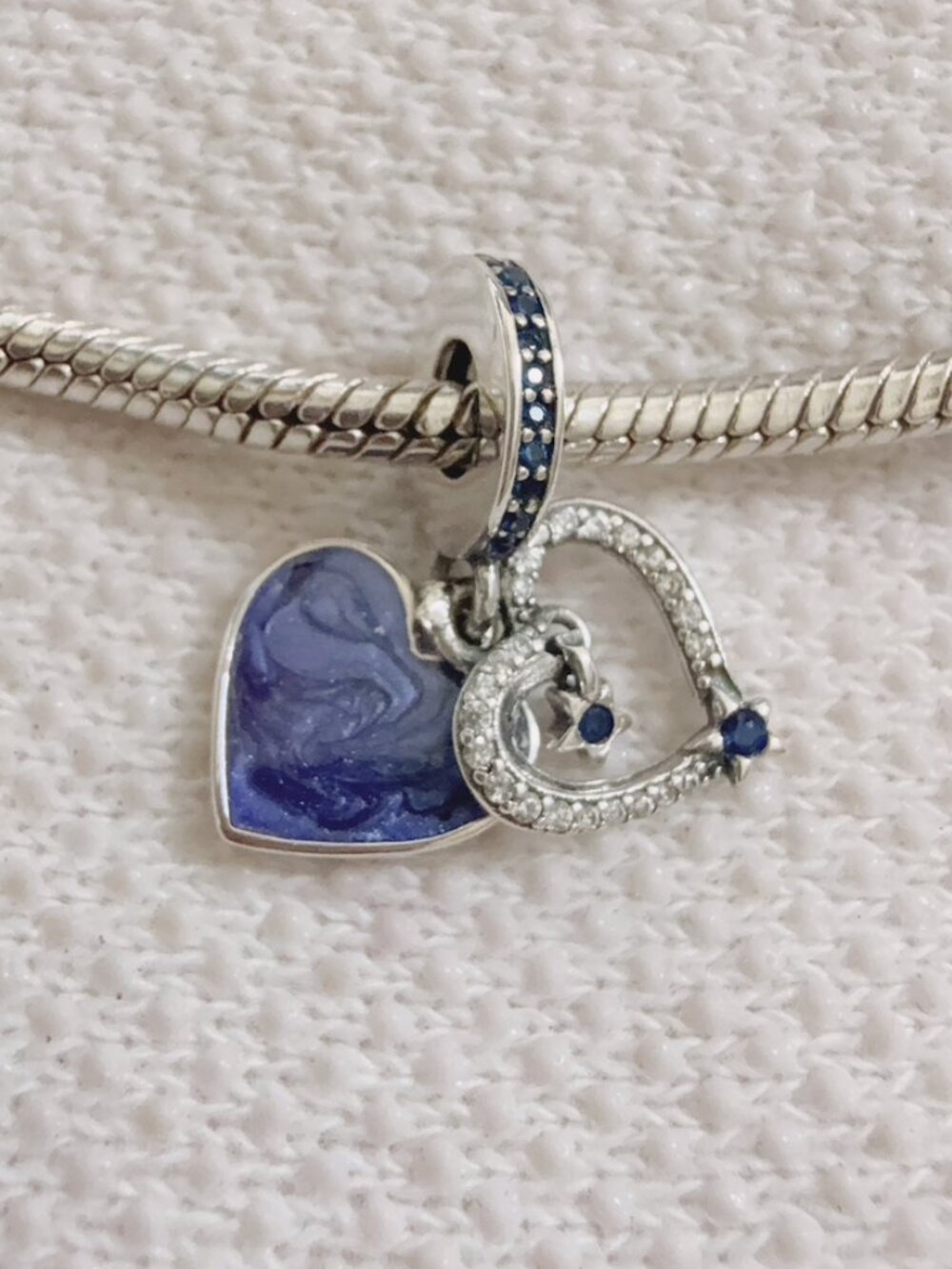 Celestial Shooting Star Heart Double Dangle Silver Charm For Pandora Bracelet